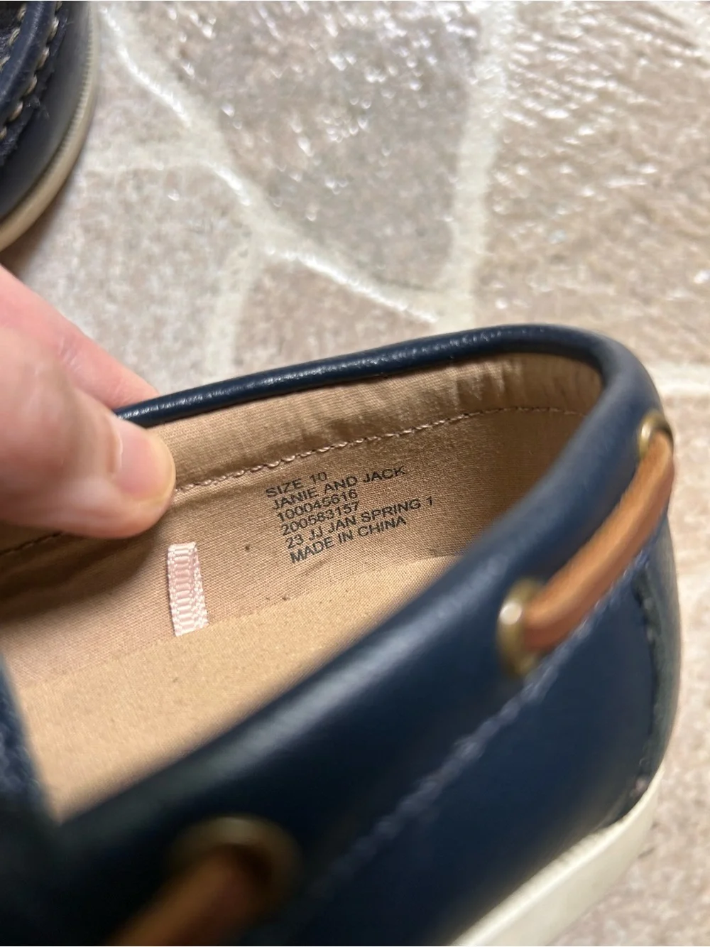 Janie and Jack Navy Leather Boat Shoes